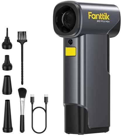 Fanttik B10 Pro Max Electric Air Duster (Grey) | 130000RPM Brushless Motor, 6-Speed Adjustable, One-tap Booster, 28.8Wh Rechargeable, Electric Duster for PC, Car