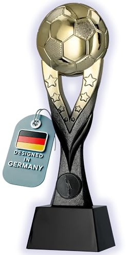 Larius Fußball Siegerpokal (26 cm, 392 g) – Goldene Trophäe mit/ohne Gravur – Ideal für Turniere, Finale, Vereinsmeisterschaften & Kindergeburtstage - F3 (ohne Wunschtext)