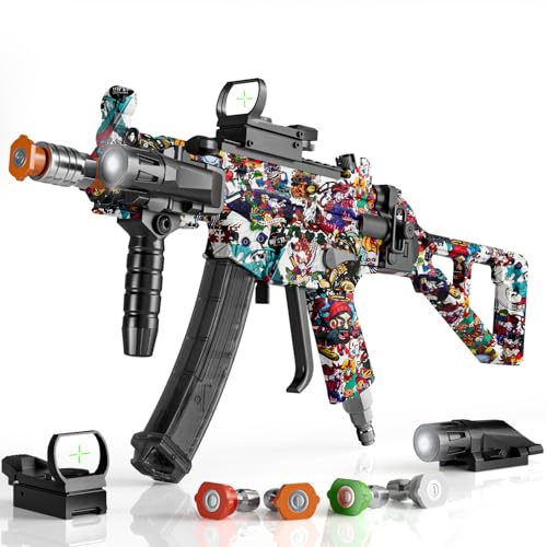 MP5 Model Pressure Washer Gun with Swivel & 4 Nozzles, 3600 PSI High Pressure Spray Gun with 3/8 Quick Connect Plug, Swivel Gun Compatible with Foam Cannon, Power Washer Accessories (Graffiti)