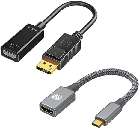 2 Pcs 4K HDMI-Kabel 0.3M, Micro HDMI auf HDMI 2.0 Adapter und 4K DisplayPort auf Hdmi Kabel, 4K@60Hz eARC, HDR, Dolby Vision Atmos, HDCP, 18Gbps Ultra High Speed für Kameras, Tablets, Monitor, TV usw
