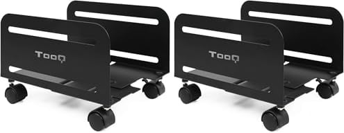 TOOQ UMCS0004-B - Soporte de Suelo con Ruedas para CPU, Metálico, Color Negro (Paquete de 2)