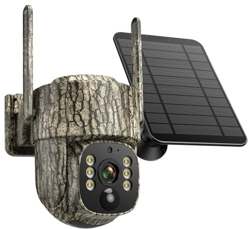VOOPEAK Camera Chasse 4G Solaire, Camera de Chasse Connectée Telephone avec Carte SIM, Caméra de Chasse Vision Nocturne Communication Bidirectionnelle Détection de Mouvement Piege Photographique