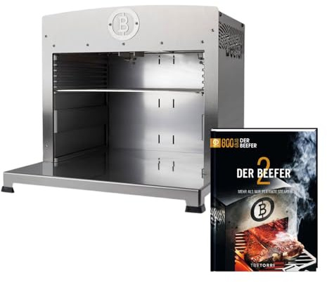 Beefer Twin Pro DE/AT 50 mbar Propan ohne Trennwand 800°C Oberhitzegrill Gasgrill Edelstahl mit Kochbuch Der Beefer 2 im Set