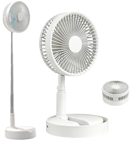 Sulobom Standventilator 3-in-1 Stand- & Tischventilator,4 Geschwindigkeitsstufen,höhenverstellbar,Tragbarer Ventilator Faltbares Wiederaufladbares, 7200mAh Kraftvoller Ventilator Luftzirkulation (A)