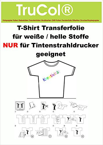 Premium 50 Blatt DIN A4 T-Shirt Transferfolie Transferpapier Folie für HELLE Stoffe vom Markenhersteller !!!
