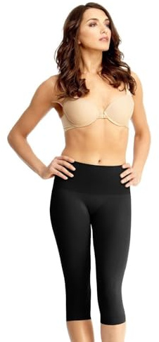 Double Agent High Waist Shaping Capris - SlimMe by MeMoi - Versatile Leggings ,Black,Large