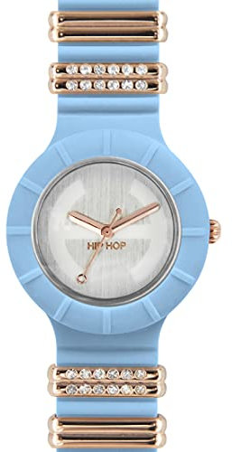 HIP HOP Orologio HWU0474 DONNA TRES CHIC! quadrante CON LOGO ARGENTO movimento SOLO TEMPO - 3 LANCETTE QUARZO e CINTURINO SILICONE AZZURRO