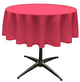 LA Linen Polyester Poplin Round Tablecloth, 51-Inches, Fuchsia, 129.5 x 129.5 x 0.04 cm