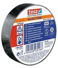 Paq. 10 rollos cinta aislante negra 19mm x 20mt tesa