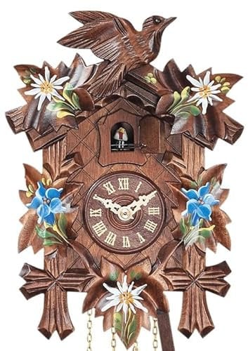 Engstler Schwarzwälder Kuckucksuhr Quarz Blaue Blumen, blau, 22.00 cm