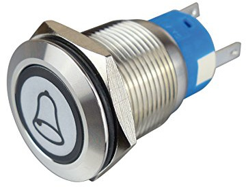Sintron Connect Metalltaster 19 mm mit Klingelsymbol und Ringbeleuchtung Weiss