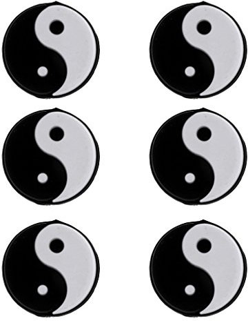 6 Pezzi Ammortizzatori Yin Yang Silicone Anti-Vibrazione Racchetta dI Tennis Accessori - Nero Bianco