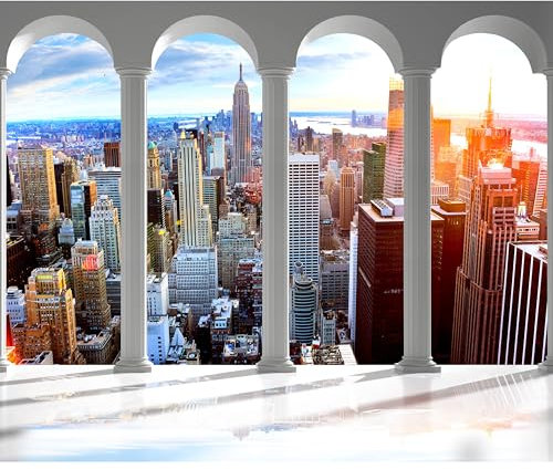 decomonkey Fototapete New York 3d Effekt 350x256 cm XL Tapete Fototapeten Vlies Tapeten Vliestapete Wandtapete moderne Wandbild Wand Schlafzimmer Wohnzimmer Stadt City USA Architektur