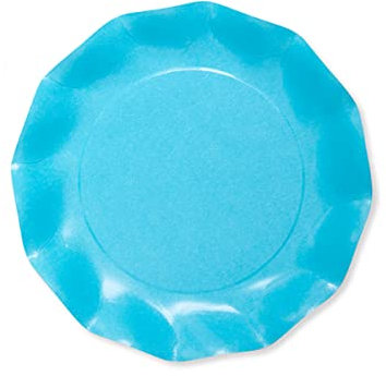 Chaks 43KUY, Paquet de 8 assiettes carton COMPOSTABLES 21 cm, Turquoise