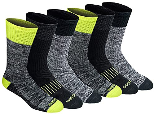Dickies Men's Multi-Pack Dri-Tech Moisture Control Crew Socks, Hi-Vis Orange Black (6 Pair), Shoe Size 6-12