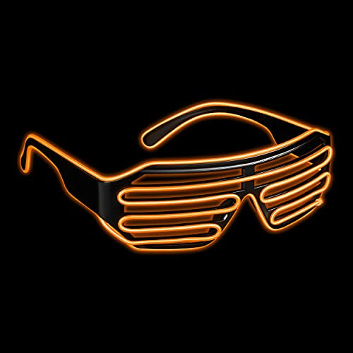 Balinco LED Brille mit 3 Blitzmodi - perfekt geeignet als Techno DJ | Festival | Halloween | Karneval | Fasching als Ergänzung zum Horror Kostüm (Orange)