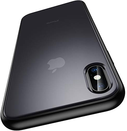 Meifigno kompatibel mit iPhone XS Max Hülle mit Schutzfolie, [Militärgeprüft], durchscheinender, Matter PC mit weichen Kanten, stoßfeste Handyhülle für iPhone XS Max 6,5, Schwarz