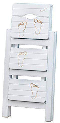 GJSN - Sgabello pieghevole facile e pratico, per seggiolone, scale in legno, scala in legno massiccio, scala a 3 gradini, scala di sicurezza allargata per uso interno Ascend Home, sgabello con