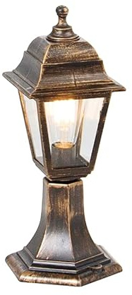Qazqa classic-antique außen Sockelleuchte, Wegeleuchte, Sockellampe für den Garten - Capital - Gold, max. 15W, Geeignet für LED, 41.5cm, IP44