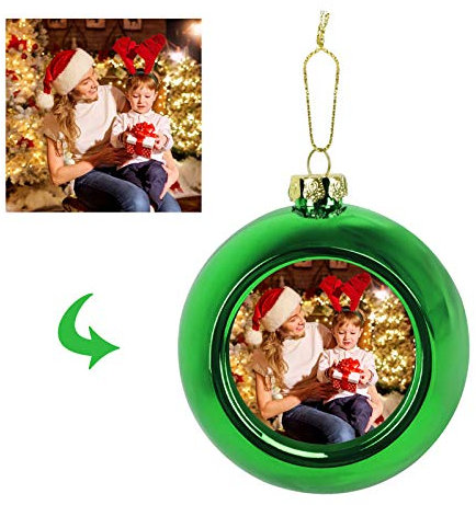 Boule de Noël Personnalisée Boule en Plastique Personnalisable avec Votre Propre Photo Image Boule de Noël 6cm Boule Incassable Suspendue pour Sapin Décoration Noël Cadeau Noël