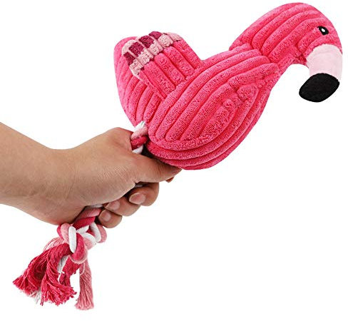 Hundespielzeug 37 cm Langer Plüschcord Robustes Quietschendes Knottie Flamingo Kauspielzeug Zur Verringerung Der Langeweile