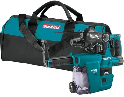 Makita XRH01ZWX 18V LXT® Lithium-Ion Brushless Cordless 1 Rotary Hammer, accepts SDS-PLUS bits, w/HEPA Dust Extractor Attachment, Tool Only