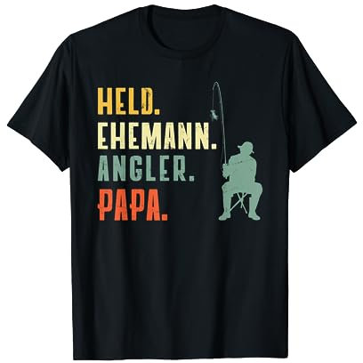 Ehemann Papa Angler Held Vatertag Sprüche Angeln Vater T-Shirt