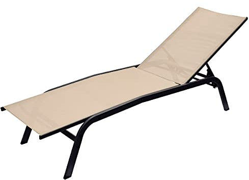 Yellowshop - DECK Lettino prendisole da giardino terrazzo piscina reclinabile in 3 posizioni in acciaio e textilene Beige, Bianco o Tortora (Beige)