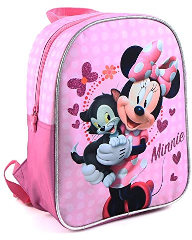 Disney Minnie Mouse Glitzer Rucksack mit Katzenmotiv Kindergarten und Freizeit Rosa Einheitsgröße Kindergepäck, Rosa, Taille unique, Kindergepäck