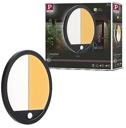 Paulmann 94708 LED Außenleuchte Panel Smart Home Zigbee Lamina Sensor IP44 rund 280mm 2200-3000K 14W 1150lm Schwarz Kunststoff Tunable Warm