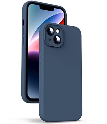 Supdeal Liquid Silicone Case for iPhone 14, [Camera Protection] [Anti Fingerprint] [Wireless Charging] 4 Layer Phone Case Protective Cover, Built-in Microfiber Case Cover, 6.1, DarkBlue