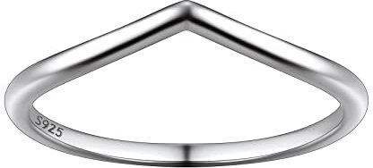 Suplight Silber 925 Damen Polished Wishbone Ring V- förmiger Schmaler Ring Silberschmuck Daumenring Größe 62