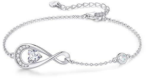 LOUISA SECRET Infinity Armband Damen Sterling Silber 925 Rosegold Herzen Armband Verstellbares Armkette Muttertag Valentinstag Jahrestag Geburtstags Weihnachten geschenke für Frauen Freundin Mutter