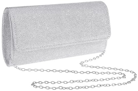Damen Clutch Abendtasche Silberne Glitzer Party Handtasche Glitzernde Hochzeitstasche mit Kette für Damen für Abschlussball Cocktailparty Hochzeit Verlobung