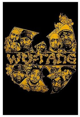 TONFON Wu-Tang Poster & Cla W Symbol Hip Hop Retro Art Wanddeko Poster Leinwand Poster Schlafzimmer Dekor Sport Landschaft Büro Zimmer Dekor Geschenk ungerahmt 30 x 45 cm