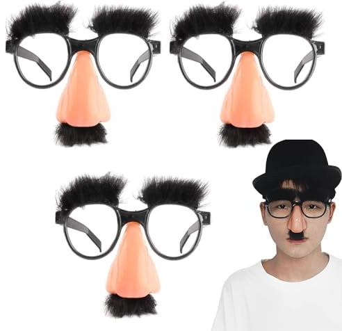 Zhixifan Halloween Fake Bart Brillen Fake Nasenbrille Lustige Gläser Augenbrauen Und Schnurrbart Dekorative Brille für Geburtstagsfeier Dekoration Maskerade Cosplay Requisiten Party 3 Stück—Schwarz