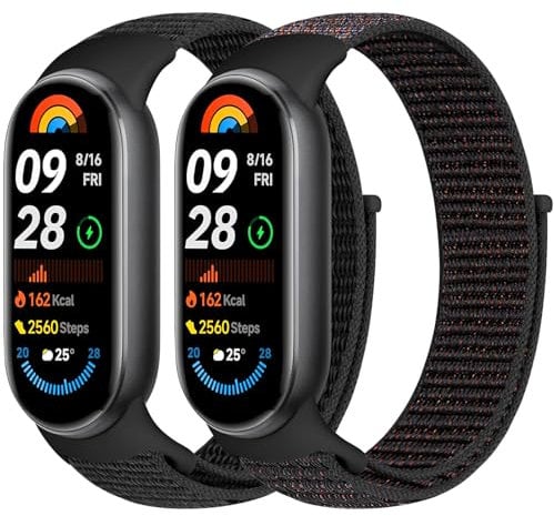 Runostrich Nylon Straps Compatible with Xiaomi Smart Band 9/Xiaomi Smart Band 8 Soft Nylon Loop Strap Breathable Adjustable Replacement Band for Women Men