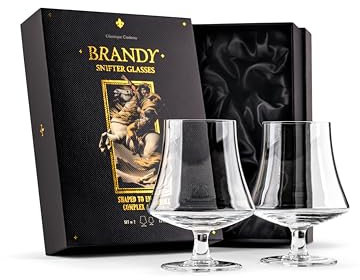 GLASSIQUE CADEAU 440 ml Brandy, Cognac und Armagnac Gläser | 2er Set | Kristall Spülmaschinenfest Cognacschwenker mit Kurzem Stiel | Cognacgläser Geschenkset