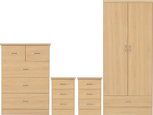 Seconique Nevada 2 Door 1 Drawer Wardrobe Bedroom Set in Sonoma Oak Effect