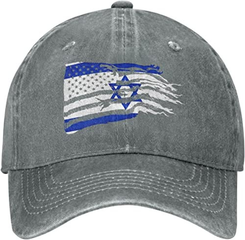 Israel American Flag Combination Retro Sports Denim Cap, grau, One size