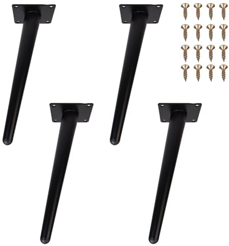 Zllzpzd Tischbeine Metall Schwarz,Schräge Möbelfüße, Tischbeine Metall,Kegel Möbelbeine,kommodenfüße,Edelstahl,Sofafuss,für Tische Sofas TV-Schränke Stühle Schränke Ersatz-Schrankfüße.4 Stück 25 cm