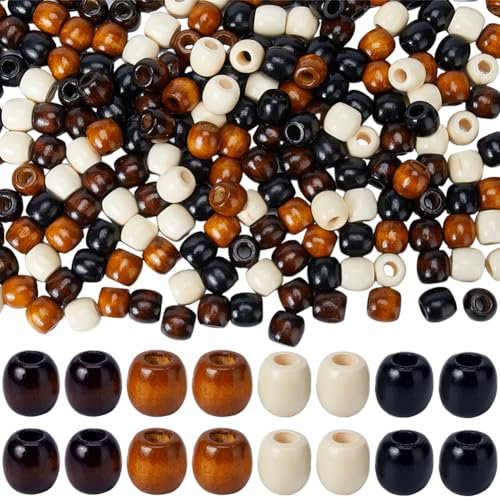 GORGECRAFT 200Stk 4 Farben Holzperlen Mit Großem Loch Farbige Fass-Holzperlen 16.5mm Bunte Lose Perlen Mit 6.5mm Loch Makramee-Abstandshalterperlen Schmuckherstellung DIY Weihnachtsgirlanden-Dekor