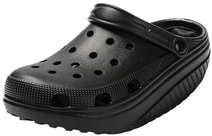 JOMIX Zuecos de Mujer Verano Con Plantilla Extraíble de Balancín, Basculantes, Plataforma Para Playa, Piscina, Mar, Ducha, Baño - Negro, 36-37 EU