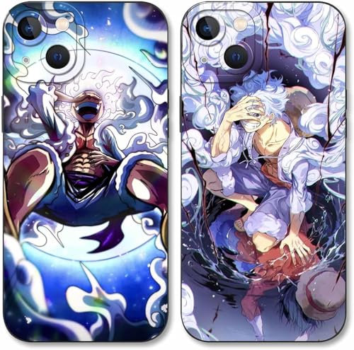 PBNDJVG Handyhülle 2 Stück für iPhone 16 Hülle 6.1'' Anime Zoro Gear 5 Sun God Nika Manga Mode Muster Design Case Kameraschutz Schutzhülle Stoßfest TPU Silikon Weich Ultra Dünn Cover - Schwarz1
