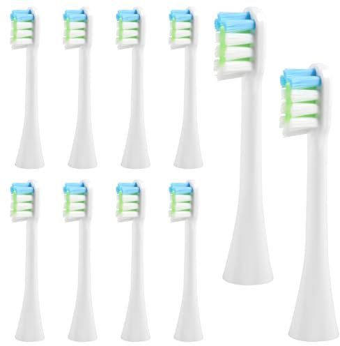 10er Pack Ersatzbürsten für Lächen, Medium Borste Zahnbürstenkopf, Kompatibel mit Olybo und Lächen Ultraschall Elektrozahnbürste, Zahnbürste Weich für RM-T8 / H9 / 051B / T5, S131 (Weiß, L)