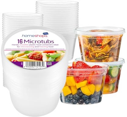 HOMESHOPA Plastic Food Storage Containers, 40 Pack 550ml Round Microwave Clear Container with Lids, BPA Free Stackable Airtight Reusable, Dishwasher & Freezer Safe, Meal Prep Takeaway Tubs
