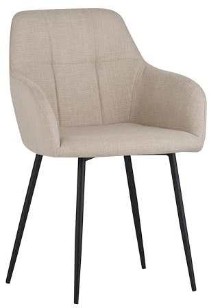 Hela Tische Esszimmerstuhl Maria, Bezug Webstoff Beige, Armlehne, 4Fuß Metallgestell Schwarz, 120kg belastbar