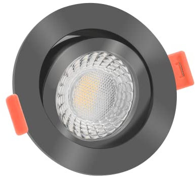 luxvenum LED Einbaustrahler 230V 7W - 1x dimmbare LED Deckenleuchte extra flach nur 25mm, 60° Abstrahlwinkel, 90 CRI Farbwiedergabe, Deckenspots für Flur, Wohnzimmer, Küche, Farbe Anthrazit, 2700K
