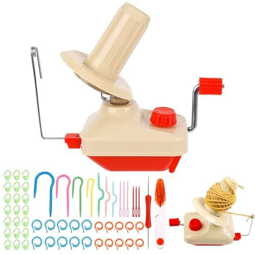Avvolgitore per Gomitoli di Filati, Avvolgitori per Palline, Avvolgitore per Palline di Filato con 1 Forbice, 4 Perni Ad Arco, 3 Perni Ad Arco E Freccia, 6 Perni di Plastica, 20 Pennarelli, 20 Spille