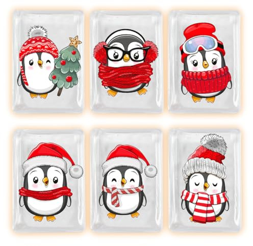 Taschenwärmer Kinder Wiederverwendbar, Taschenwärmer Kinder mit Tollen Motiven,Weihnachten Hand Wärmer,Fingerwärmer Wiederverwendbar,Pinguin/Schneemann/Rentier Handwärmer,Handwärmer KnickTaschenwärmer